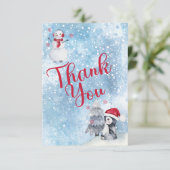Penguin Snowman Winter Baby shower Dank u wel Bedankkaart (Staand voorkant)