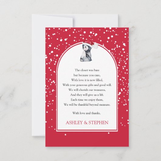 Penguin Snowman Winter Baby shower Dank u wel Bedankkaart (Achterkant)
