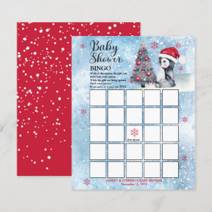 Penguin Snowman Winter Boy Baby shower Bingo Card