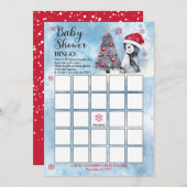 Penguin Snowman Winter Boy Baby shower Bingo Card Kaart (Voorkant / Achterkant)