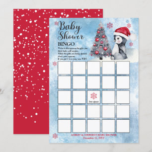 Penguin Snowman Winter Boy Baby shower Bingo Card Kaart