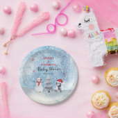 Penguin Snowman Winter Boy Baby shower Papieren Bordje (Feest)
