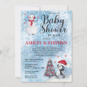 Penguin Snowman Winter Boy Baby shower per post Kaart (Voorkant)