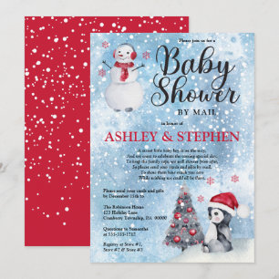 Penguin Snowman Winter Boy Baby shower per post Kaart