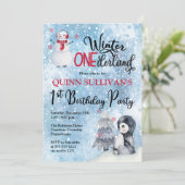 Penguin | Snowman Winter ONEderland 1e verjaardag Kaart (Staand voorkant)