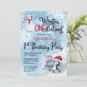 Penguin | Snowman Winter ONEderland 1e verjaardag Kaart (Staand voorkant)