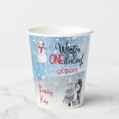 Penguin | Snowman Winter ONEderland 1e verjaardag Papieren Bekers (Achterkant)