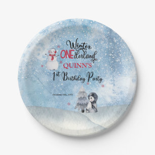 Penguin   Snowman Winter ONEderland 1e verjaardag  Papieren Bordje