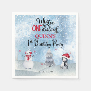 Penguin Snowman Winter ONEderland 1e verjaardag Servet