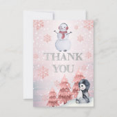 Penguin | Snowman Winter ONEderland Birthday Bedankkaart (Voorkant)