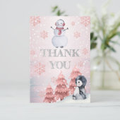 Penguin | Snowman Winter ONEderland Birthday Bedankkaart (Staand voorkant)