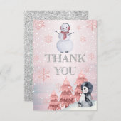 Penguin | Snowman Winter ONEderland Birthday Bedankkaart (Voorkant / Achterkant)
