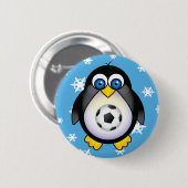 Penguin Soccer KerstButton Ronde Button 5,7 Cm (Voorkant /achterkant)