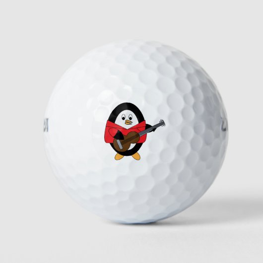 Penguin speelt gitaar rood Shirt Golfballen (Voorkant)