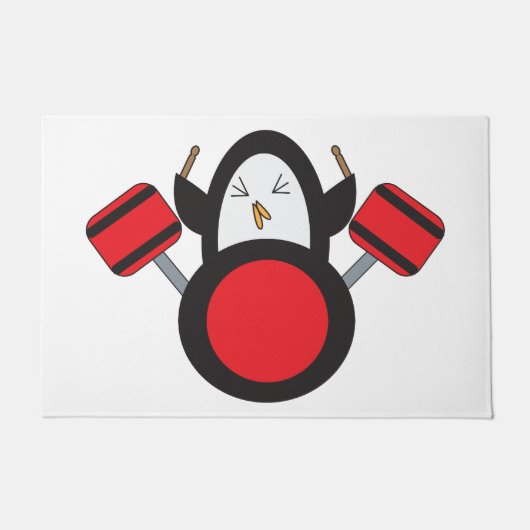 Penguin Speling Drums Schattig Deurmat (Voorkant)