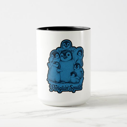 Penguin Squad – Cute Penguins Blue Vintage Mug Mok (Midden)