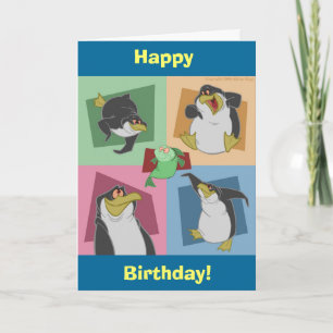 Penguin Squares Birthday Card Kaart