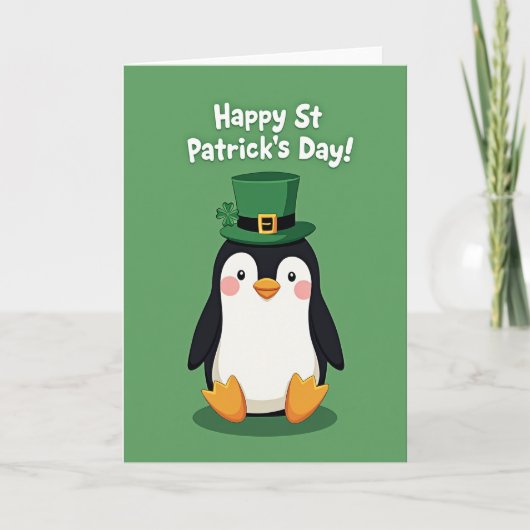 Penguin St Patricks Day Card Kaart (Voorkant)