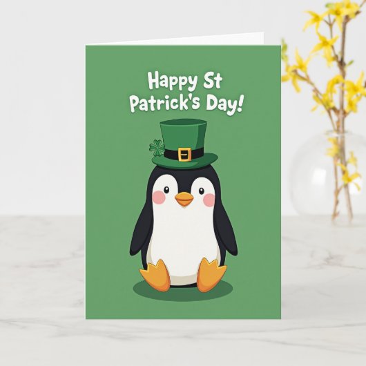 Penguin St Patricks Day Card Kaart (Gele Bloem)