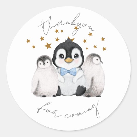 Penguin Star Party Thankyou Sticker (Voorkant)