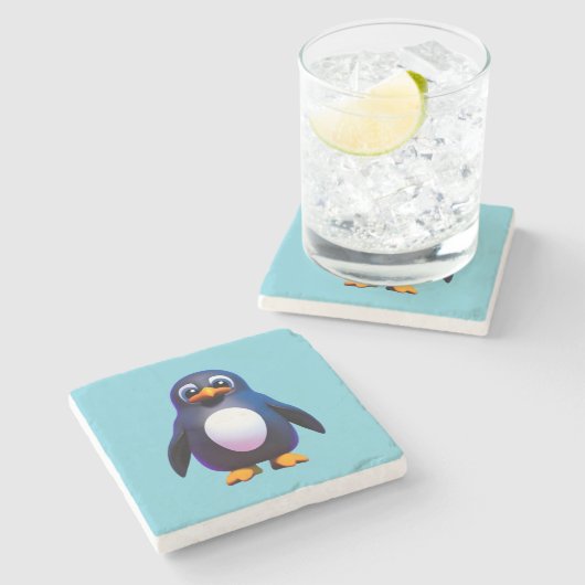 Penguin Stenen Onderzetter (Zijkant)