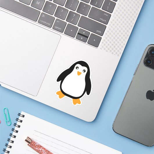 Penguin Sticker (Laptop met iPhone)
