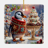 Penguin Sundae Kerstversiering Keramisch Ornament (Achterkant)