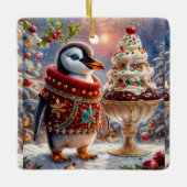 Penguin Sundae Kerstversiering Keramisch Ornament (Voorkant)