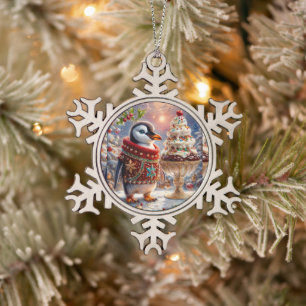 Penguin Sundae Kerstversiering Tin Sneeuwvlok Ornament
