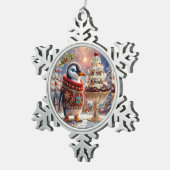 Penguin Sundae Kerstversiering Tin Sneeuwvlok Ornament (Rechts)
