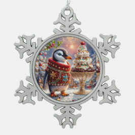 Penguin Sundae Kerstversiering Tin Sneeuwvlok Ornament