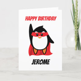 Penguin superheld kinder superheld verjaardagskaar feestdagen kaart