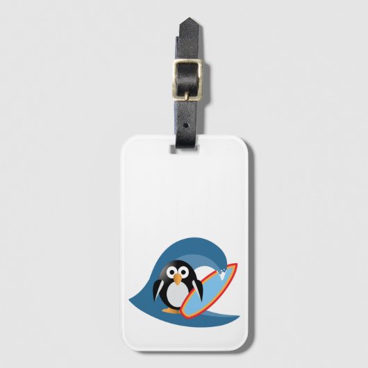 Penguin surfer bagagelabel (Voorkant (verticaal))