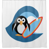 Penguin surfer douchegordijn (Voorkant)