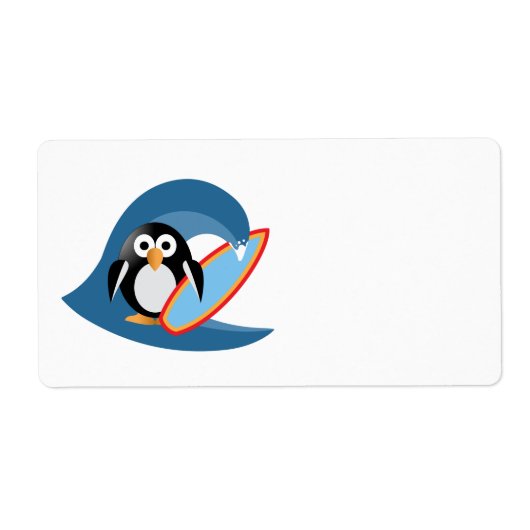 Penguin surfer etiket (Voorkant)