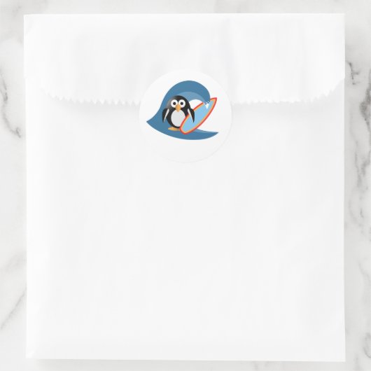 Penguin surfer ronde sticker (Tas)