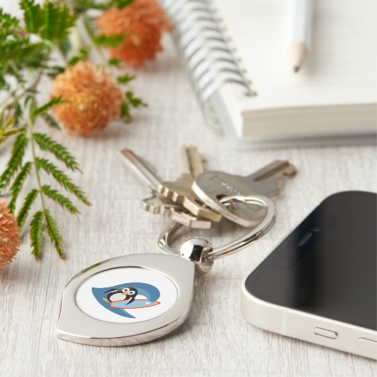 Penguin surfer sleutelhanger (Zijkant)