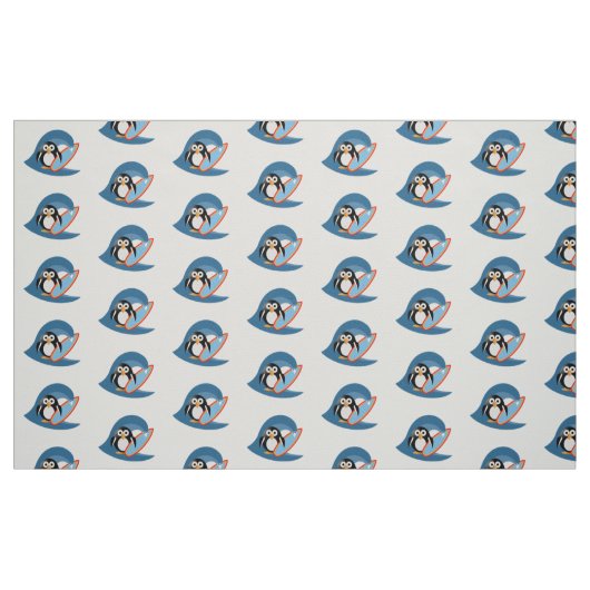 Penguin surfer stof (Fat Quarter)