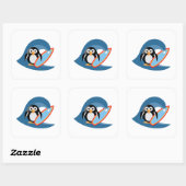 Penguin surfer vierkante sticker (Vel)