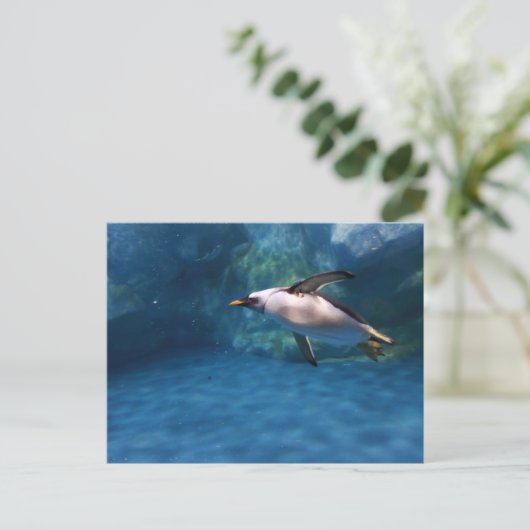 Penguin Swimming Underwater Briefkaart (Staand voorkant)