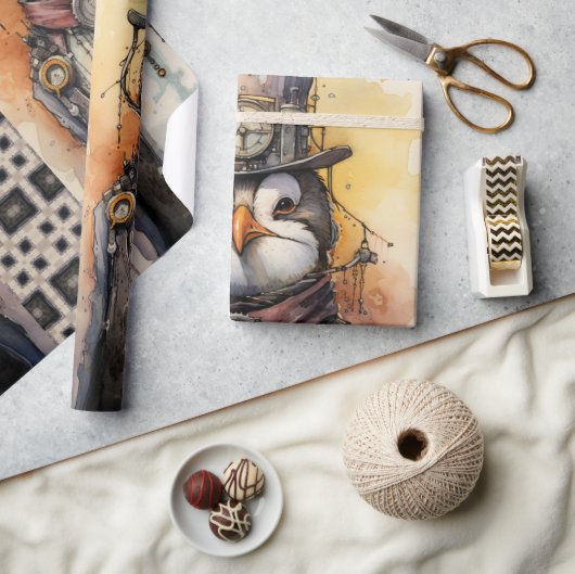 Penguin Tall steampunk 1 Penguianos Cadeaupapier (Crafts)