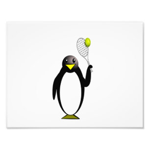 Penguin Tennis Foto Afdruk