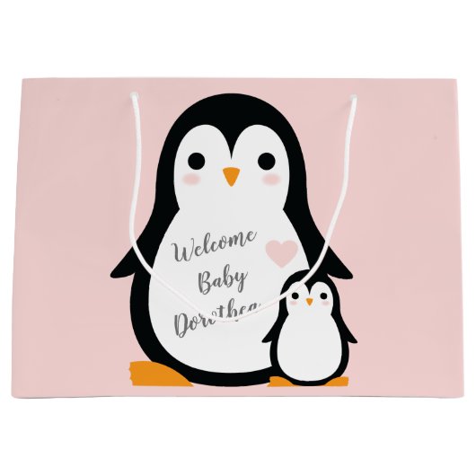 Penguin Theme Baby shower Cute Groot Cadeauzakje (Voorkant)