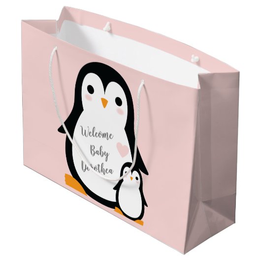 Penguin Theme Baby shower Cute Groot Cadeauzakje (Achterkant Gekanteld)