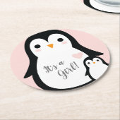 Penguin Theme Baby shower Cute Ronde Kartonnen Onderzetter (Gebogen)
