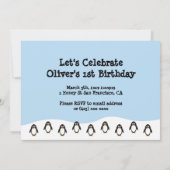 Penguin themed verjaardagsuitnodiging bedankkaart (Achterkant)