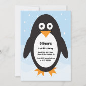 Penguin themed verjaardagsuitnodiging kaart (Voorkant)