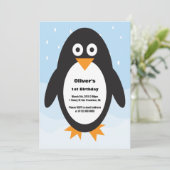 Penguin themed verjaardagsuitnodiging kaart (Staand voorkant)