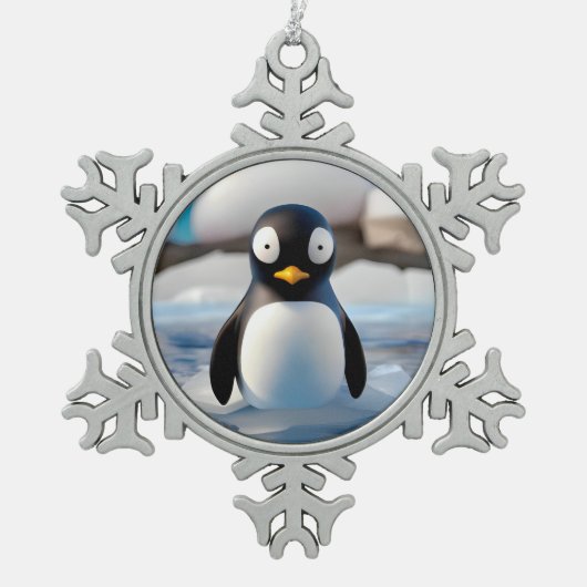 Penguin Tin Sneeuwvlok Ornament (Voorkant)