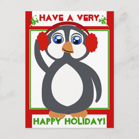 Penguin Toon Holiday! Briefkaart (Voorkant)